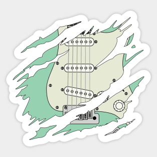 Ripped Electric Guitar S-Style Surf Green Color Sticker